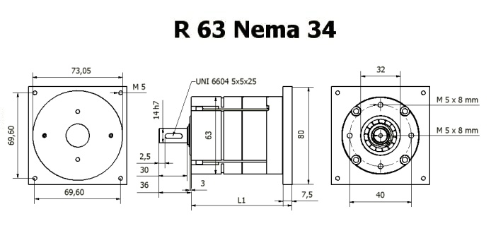 Gear box R 63 Nema 34 drawing BERNIO